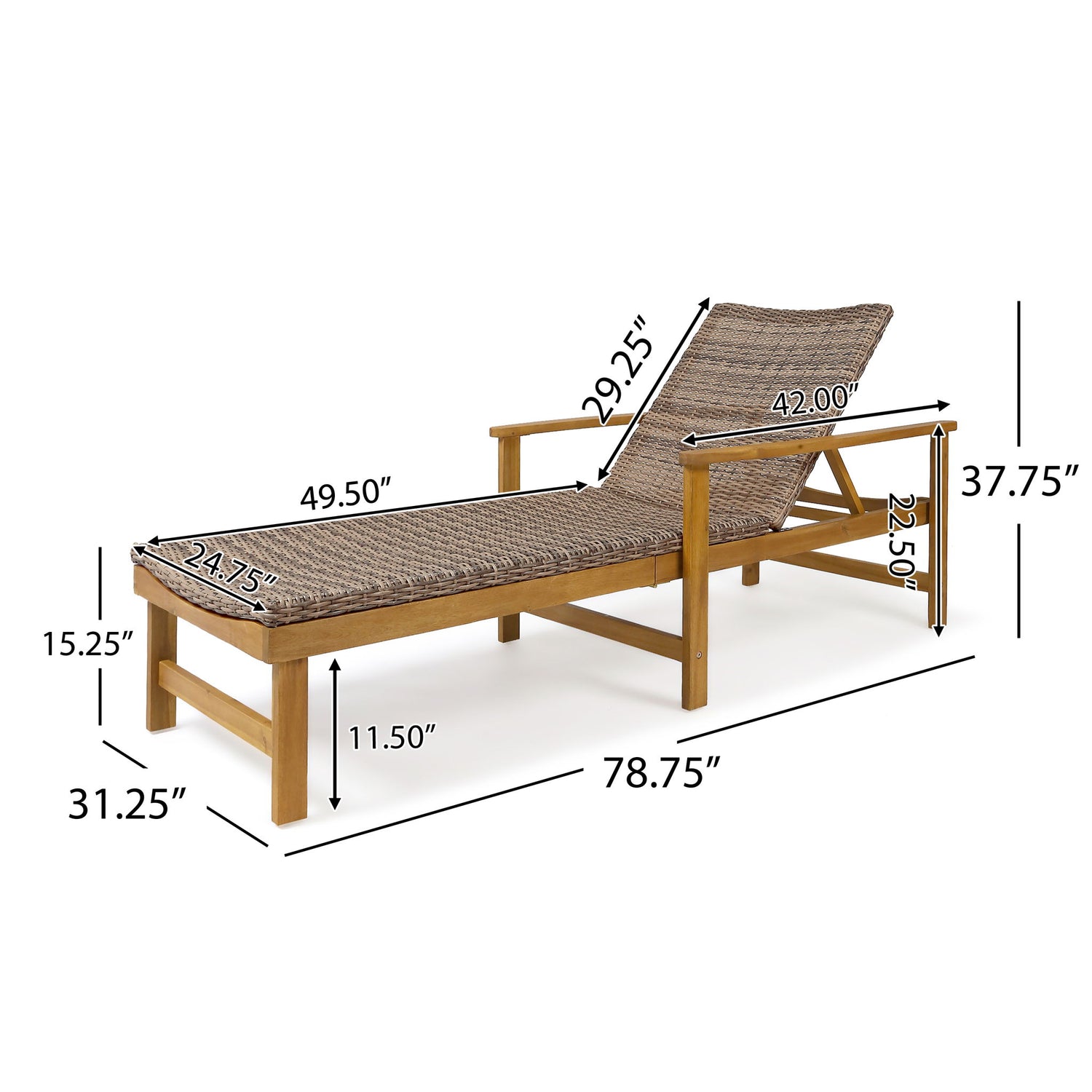 Hampton - Outdoor Chaise Lounge With Adjustable Backrest - Natural
