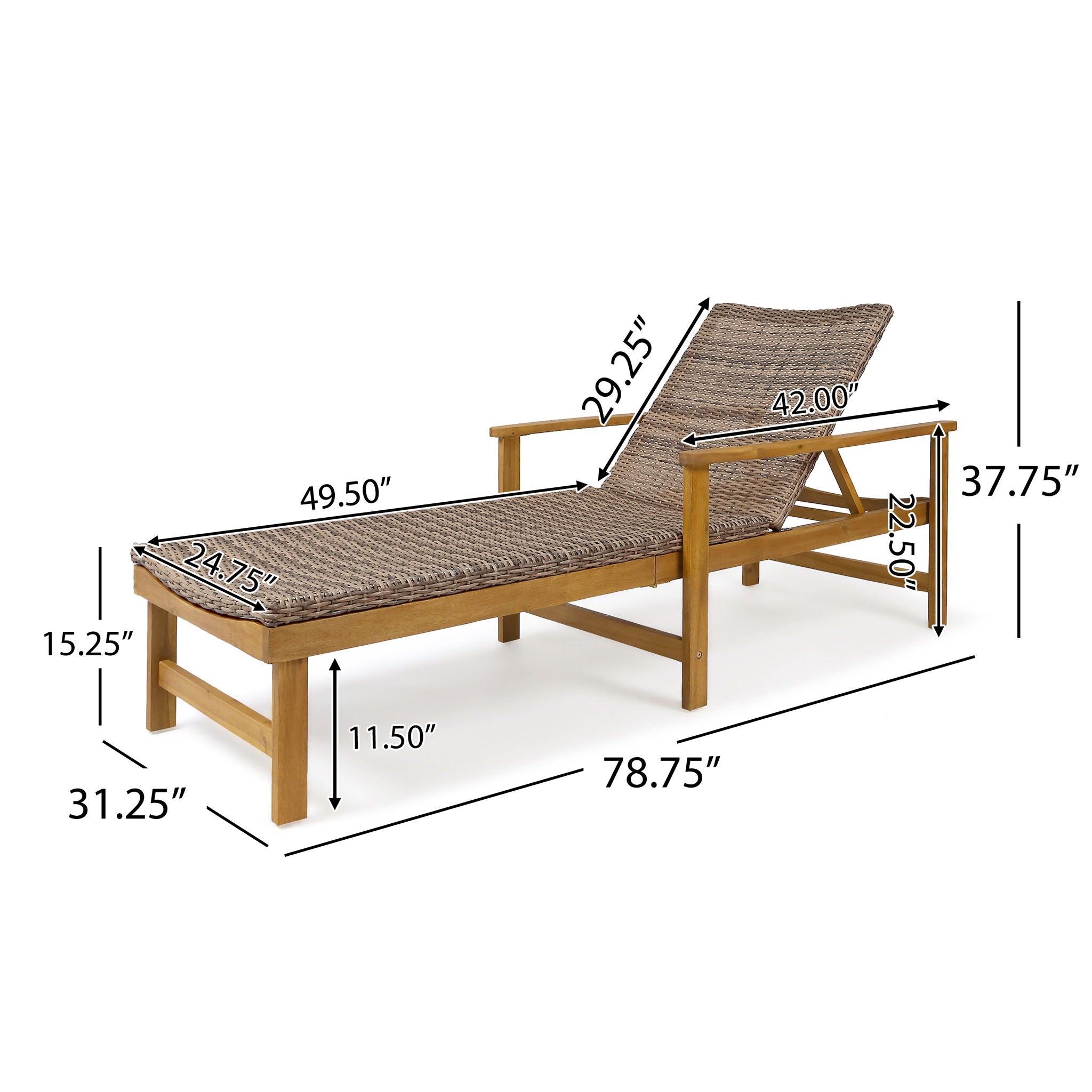 Hampton - Outdoor Chaise Lounge With Adjustable Backrest - Natural