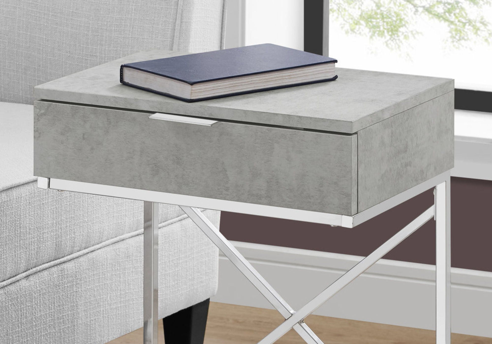 Accent Side Table, Storage Drawer, Spacious Tabletop, Contemporary &amp; Modern