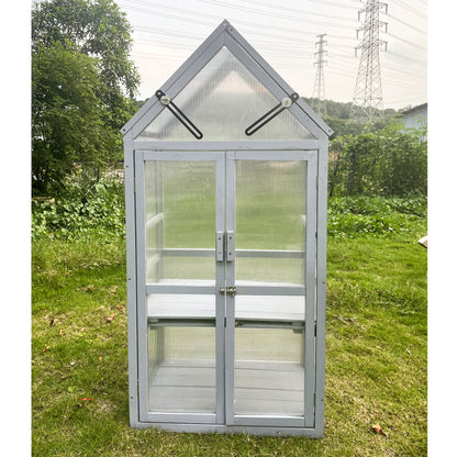 Mini Greenhouse Kit, Outdoor Small Green House, Wood, Plant Stand For Indoor Garden &amp; Patio Balcony Apartments Porch Terrace Outsid Accessories, Uv-Resistant - Gray