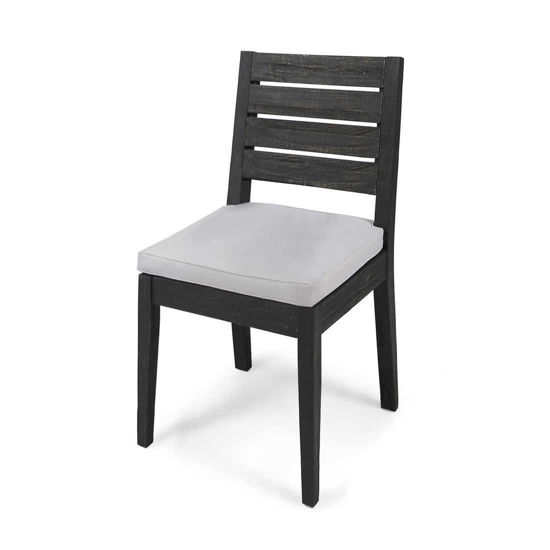 Patio Armless Dining Chair With Laid Back Slat Panel Design - Light Gray