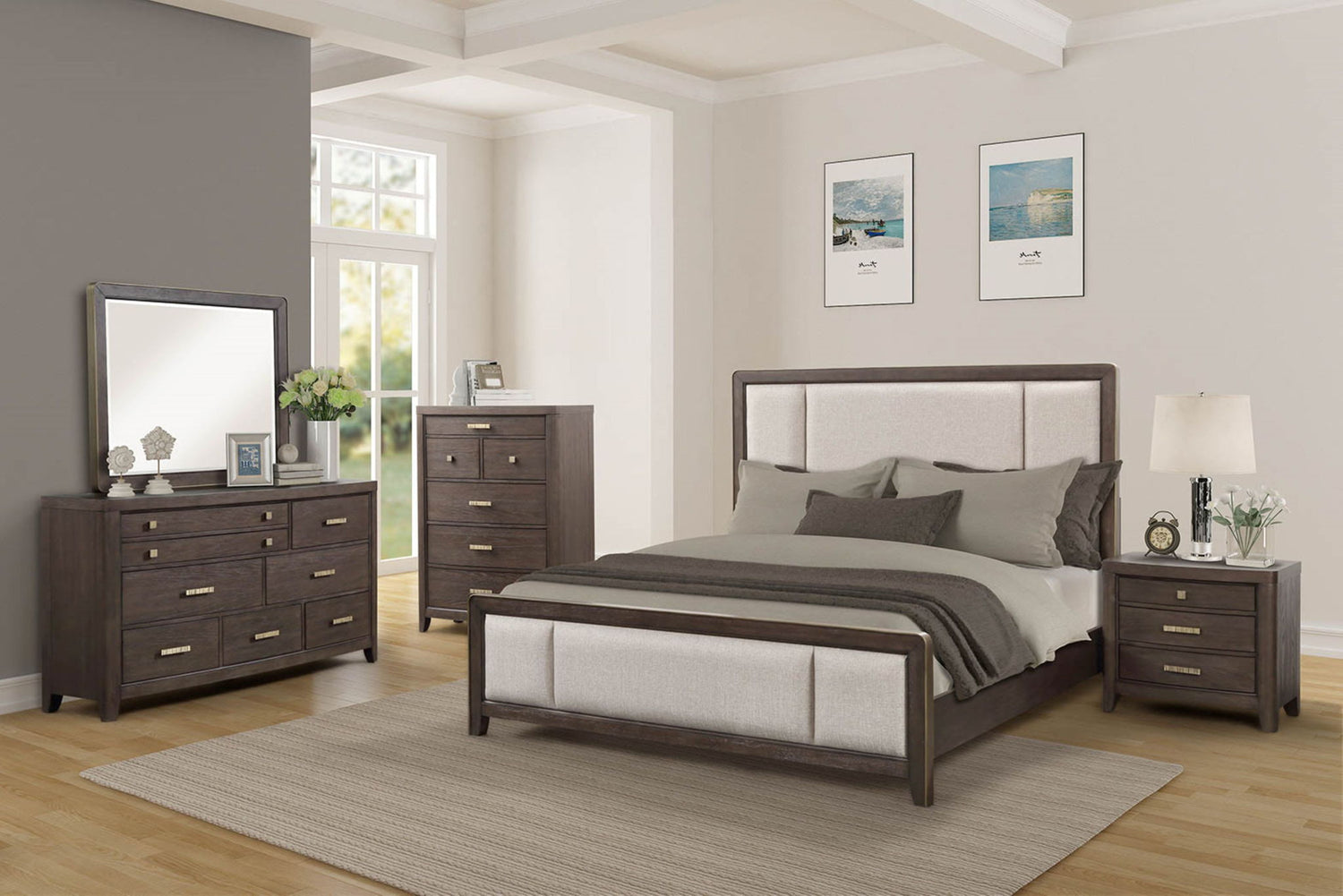 Upholstered Headboard &amp; Footboard With Traditional Styling Bed