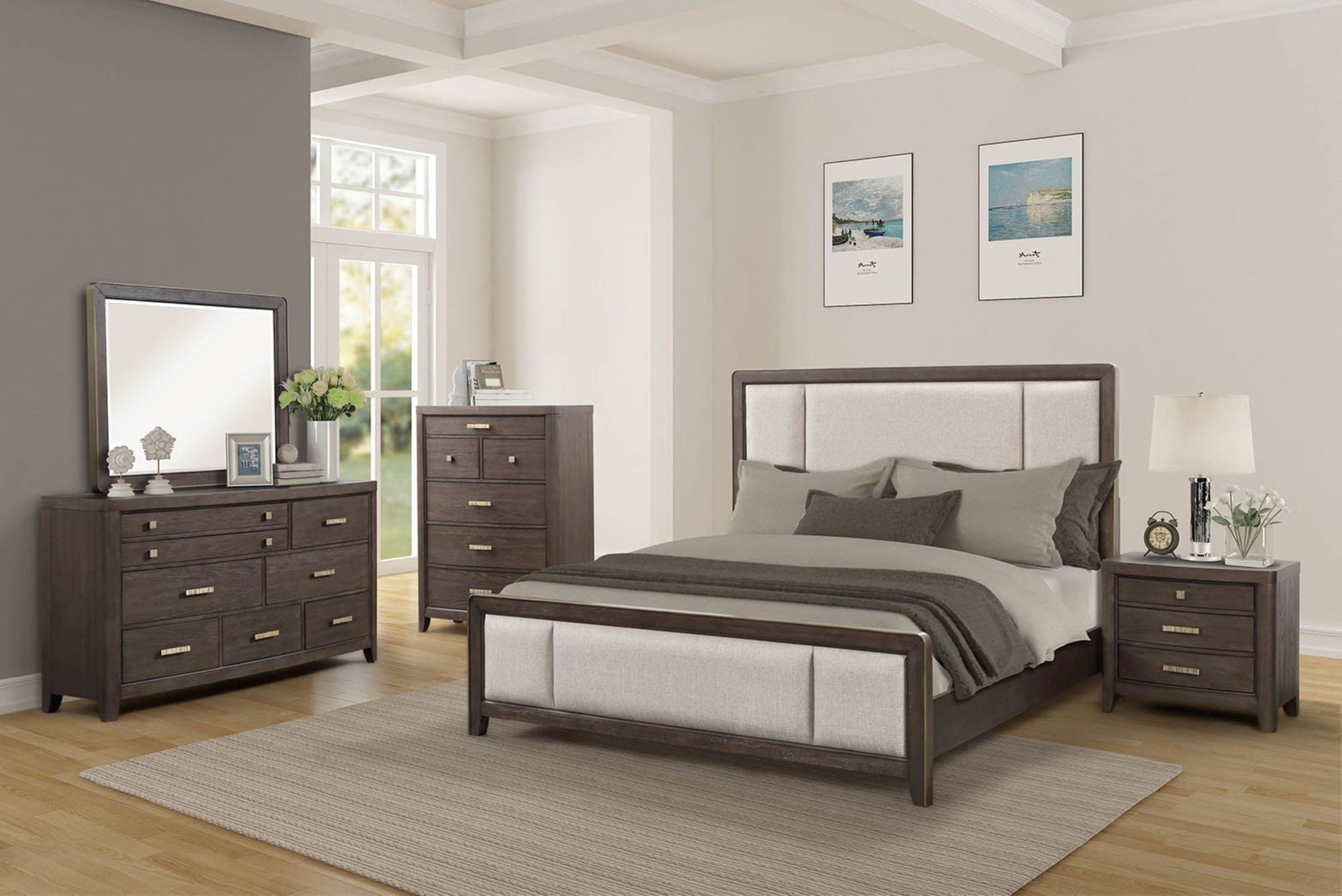 Upholstered Headboard &amp; Footboard With Traditional Styling Bed