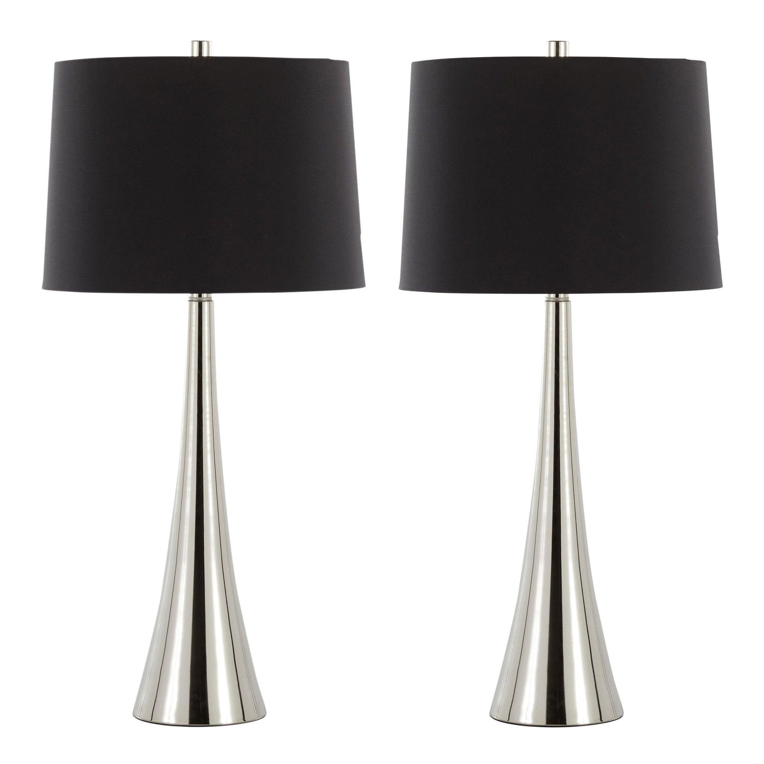 Diana - Contemporary Table Lamp (Set of 2) - Polished Nickel / Black Satin
