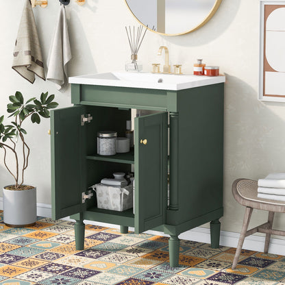 Bathroom Vanity With Top Sink, 2-Tier Modern Bathroom Storage Cabinet