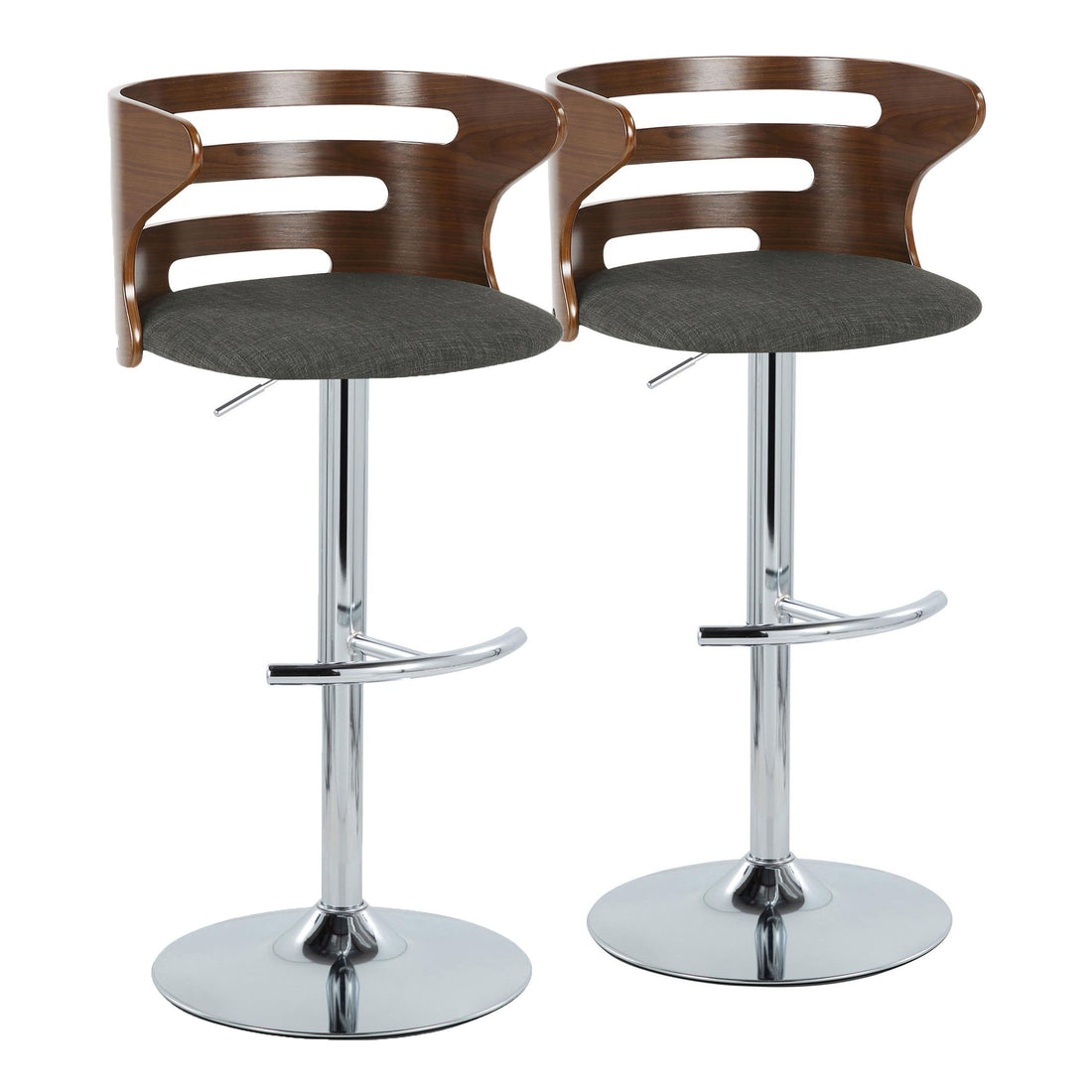 Cosi - Mid Century Modern Adjustable Barstool With Swivel &amp; Rounded T Footrest (Set of 2)