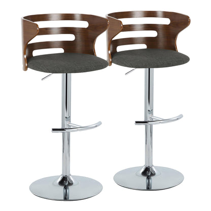 Cosi - Mid Century Modern Adjustable Barstool With Swivel &amp; Rounded T Footrest (Set of 2)