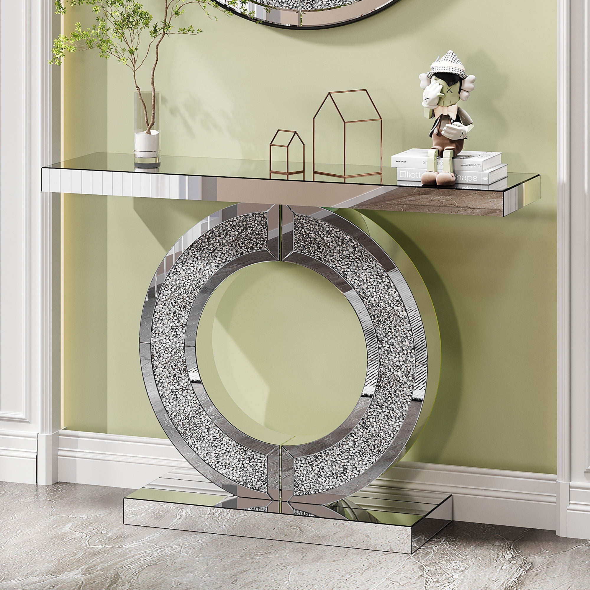 O - Shaped Console Table For Living Room - Silver