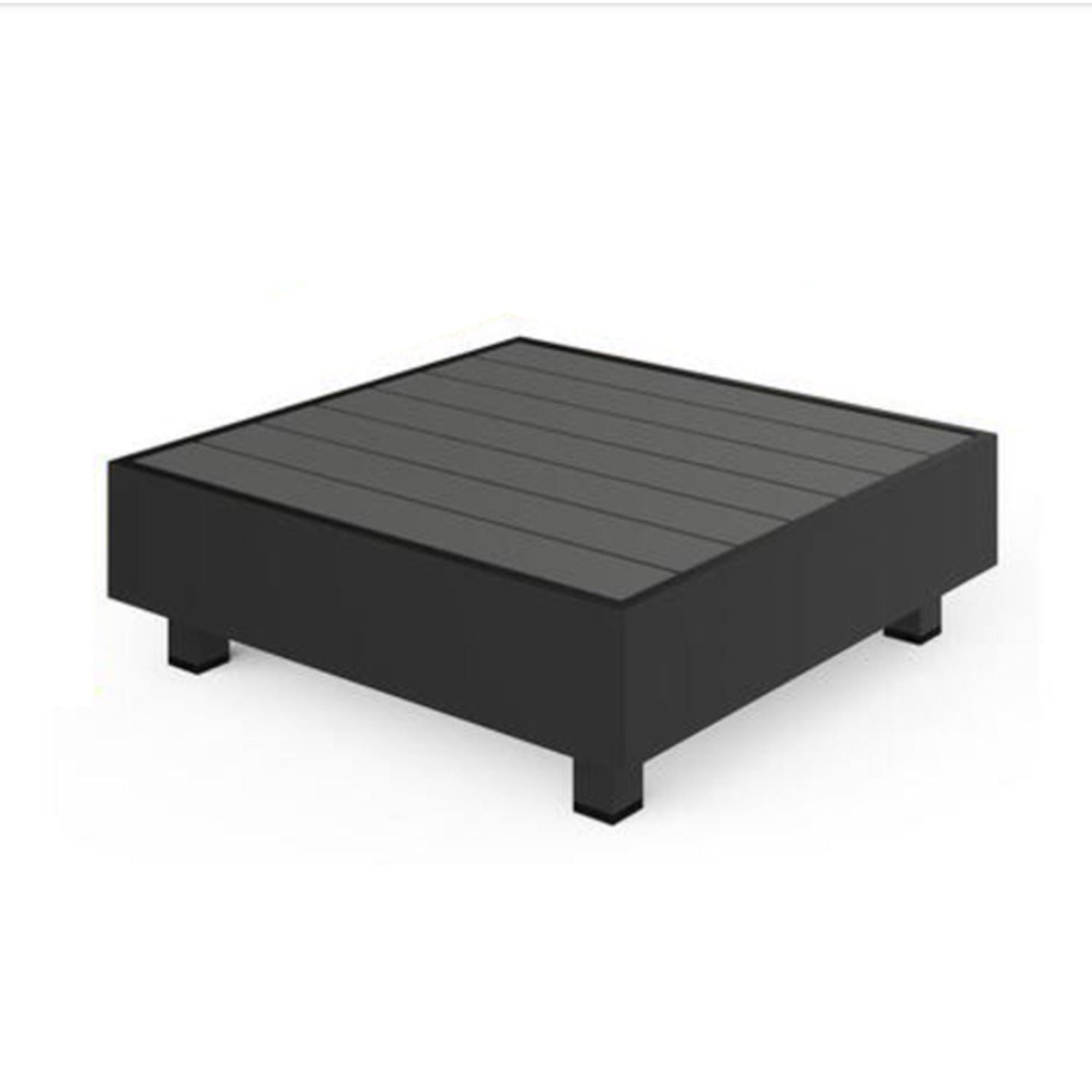 Square Slatted Patio Coffee Table With Rust Resistant Accents - Gray