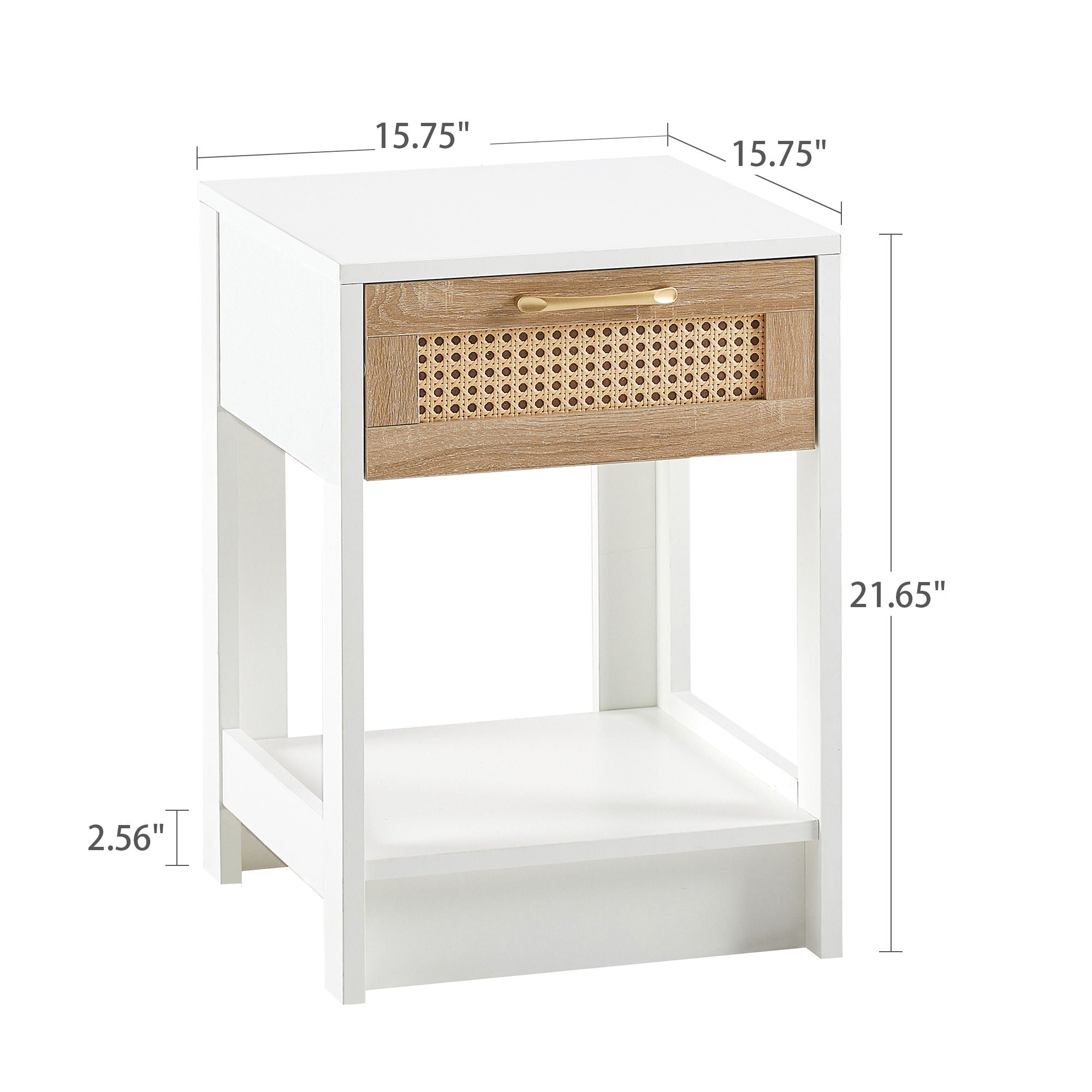 15.75&quot; Rattan End Table With Drawer, Modern Nightstand, Side Table For Living Room, Bedroom