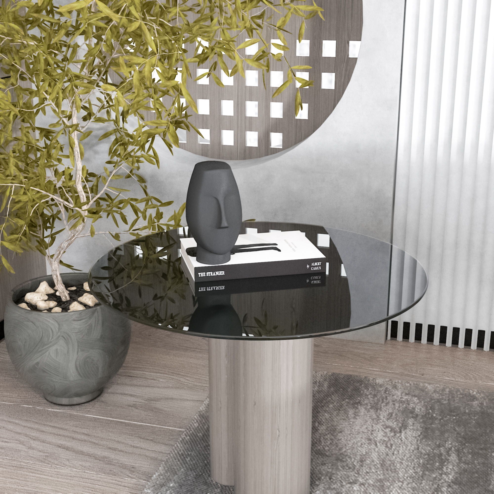 24&quot; Round Tempered Glass Table Top Glass 1 / 4&quot; Thick Round Polished Edge - Black