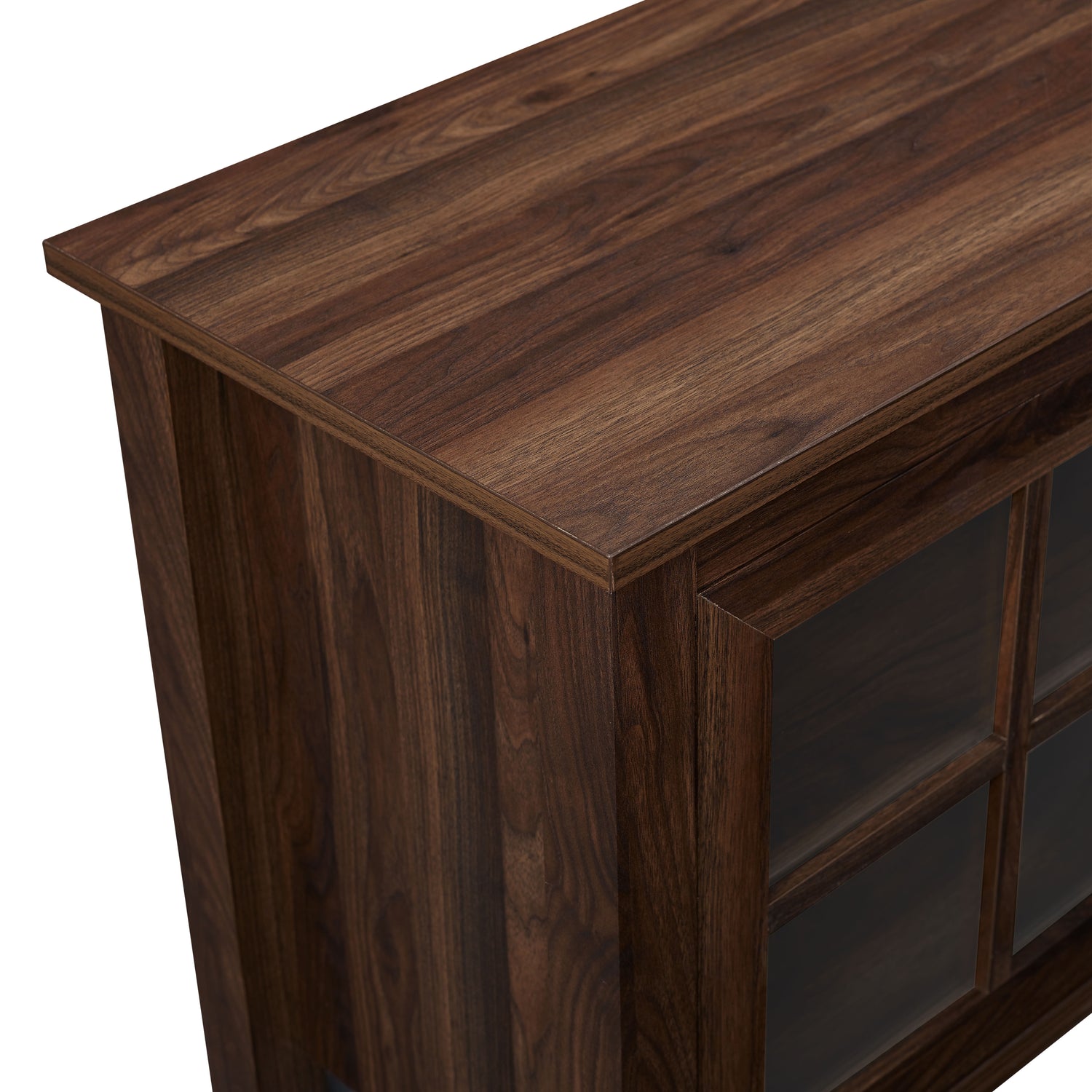 Modern Farmhouse 2 Door Glass Windowpane 70&quot; TV Stand For 80&quot; TVs