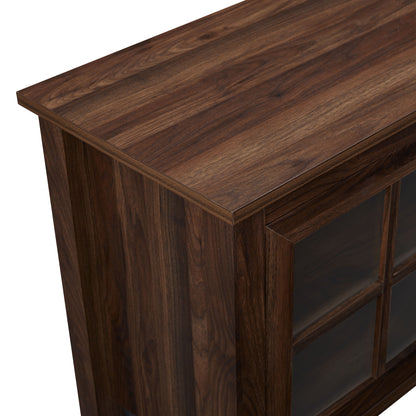 Modern Farmhouse 2 Door Glass Windowpane 70&quot; TV Stand For 80&quot; TVs