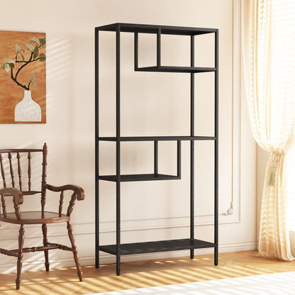 Modern Cube Storage Shelf With 4 Compartments &amp; Metal Legs, Freestanding Organizer For Living Room, Bedroom, Home Office - Brushed Nickel