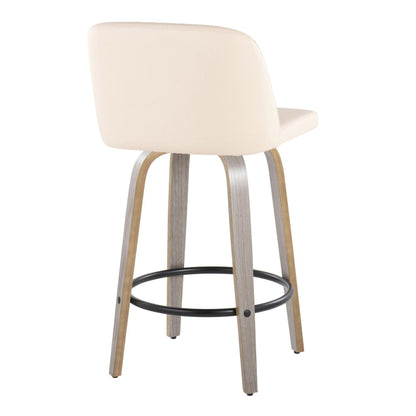 Toriano - Contemporary Fixed Height Counter Stool With Swivel &amp; Round Footrest (Set of 2)