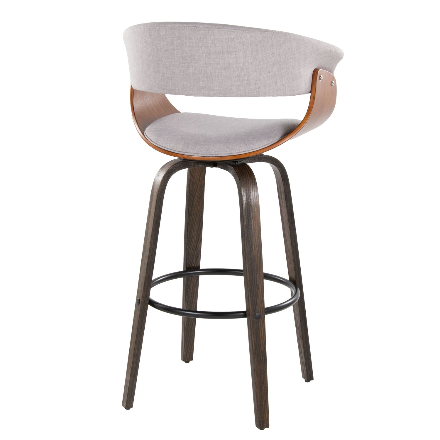 Vintage Mod - Mid Century Modern Fixed Height Barstool With Swivel &amp; Round Footrest (Set of 2)