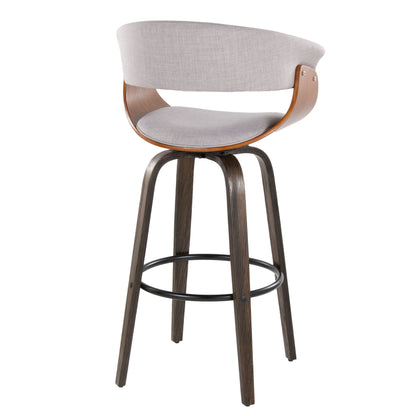 Vintage Mod - Mid Century Modern Fixed Height Barstool With Swivel &amp; Round Footrest (Set of 2)