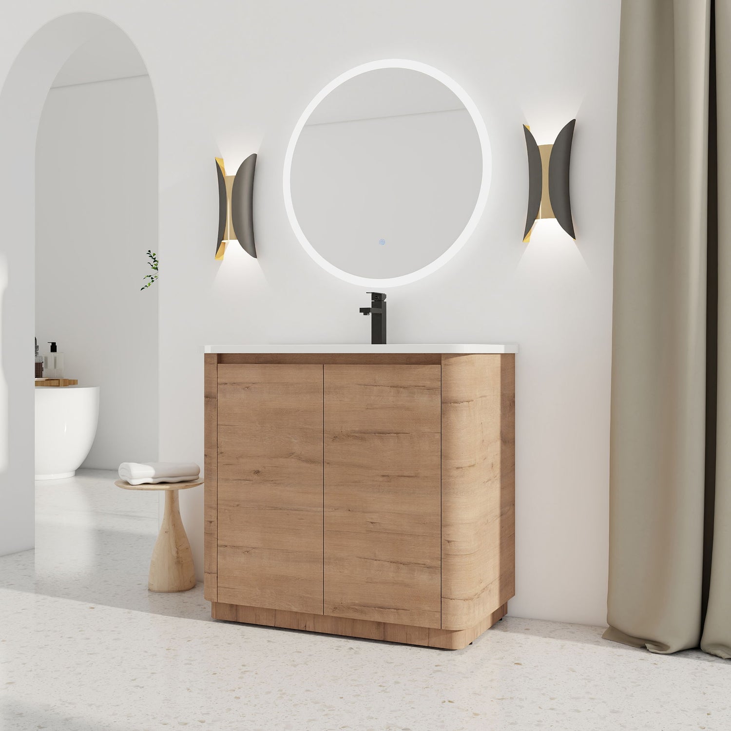 Freestanding Bathroom Vanity With Sink &amp; 2 Soft Close Doors