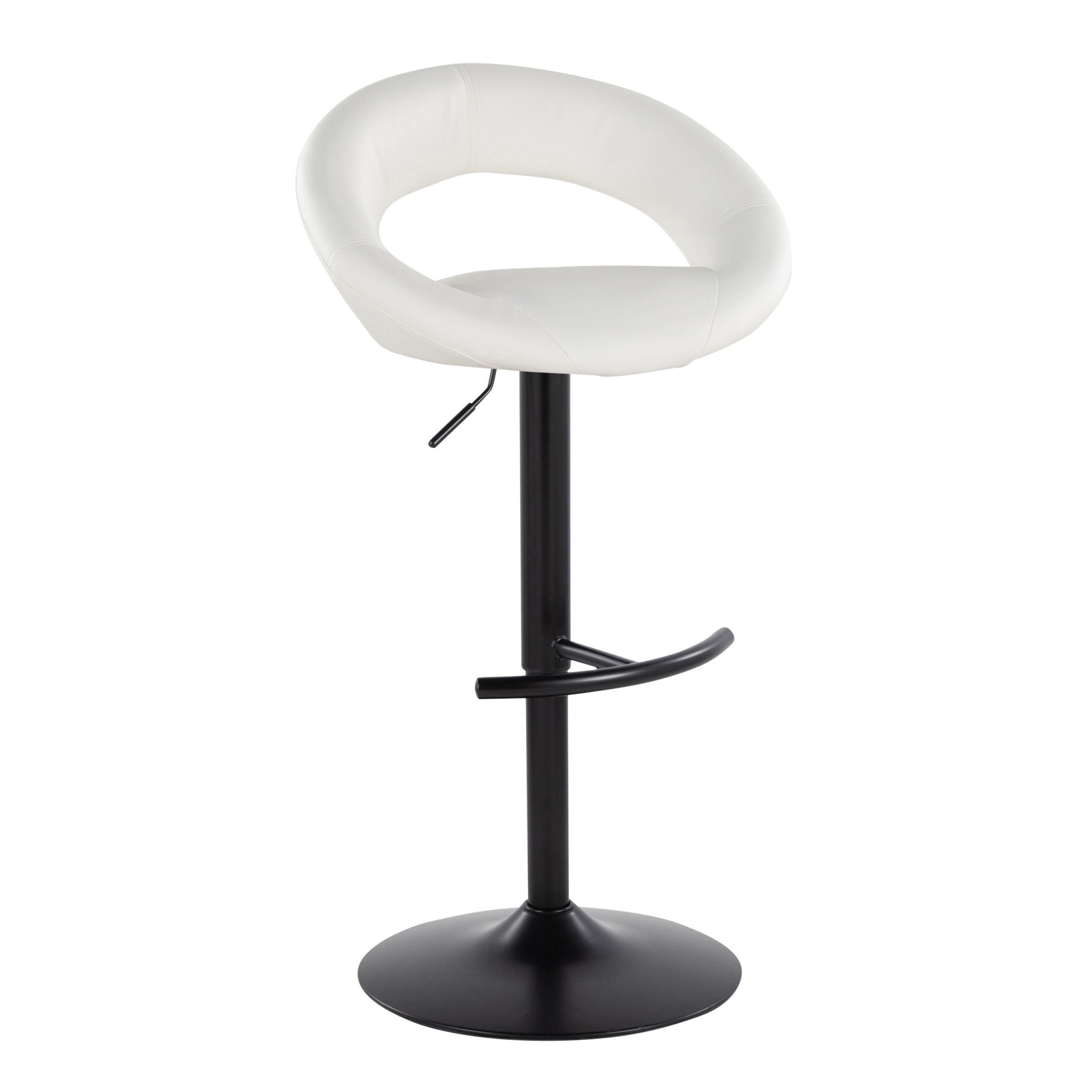 Posh - Contemporary Adjustable Barstool With Swivel &amp; Rounded T Footrest (Set of 2)