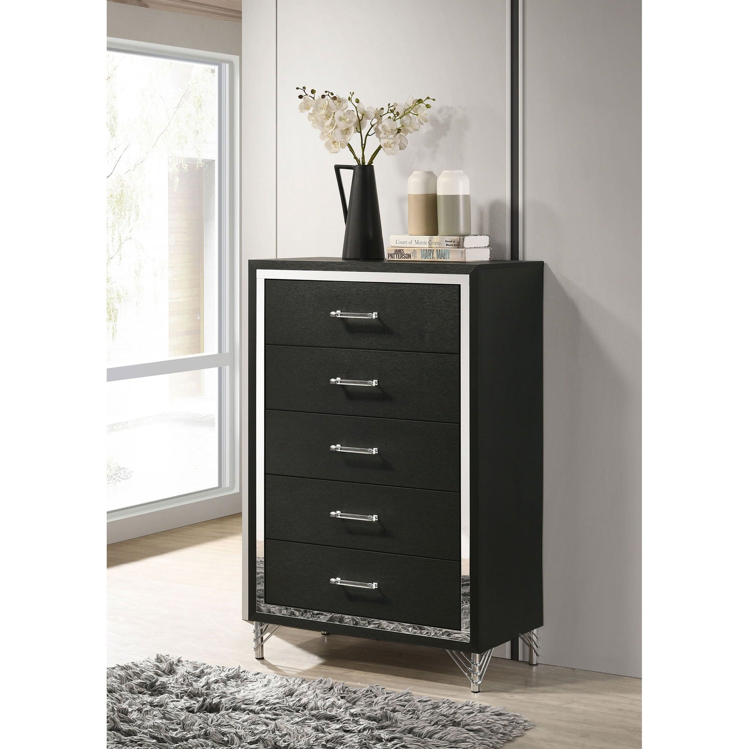 Malcolm - 5 Drawer Bedroom Chest - Black