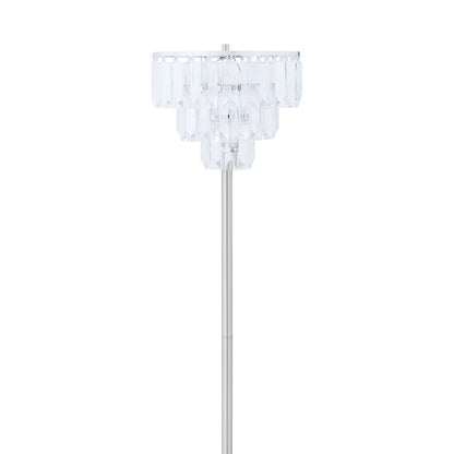 Base Floor Lamp With Crystal Shade - Silver