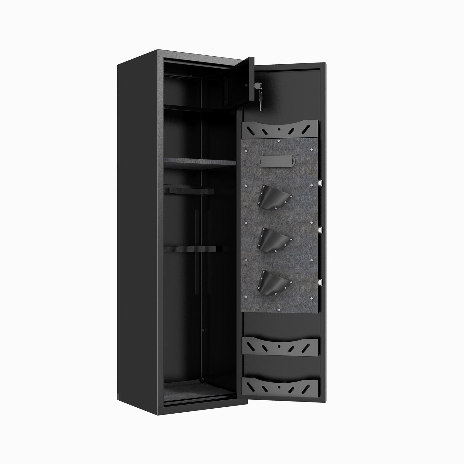High Large Capacity Mechanical Gun Safe For Rifles &amp; Handguns, Digital Password Lock, Built In Independent Lock Box, Adjustable Shelves - Black