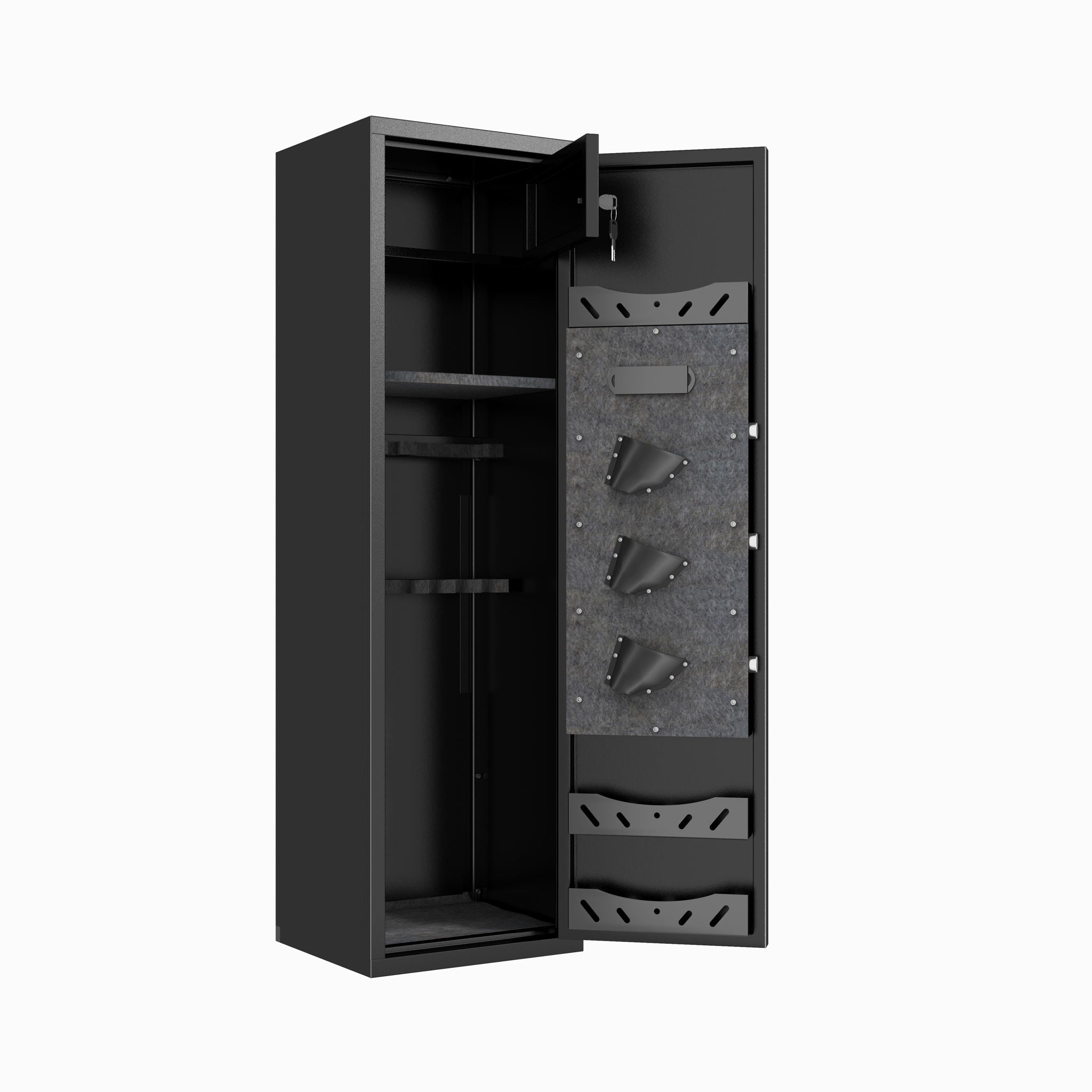 High Large Capacity Mechanical Gun Safe For Rifles &amp; Handguns, Digital Password Lock, Built In Independent Lock Box, Adjustable Shelves - Black