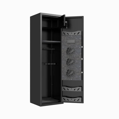 High Large Capacity Mechanical Gun Safe For Rifles &amp; Handguns, Digital Password Lock, Built In Independent Lock Box, Adjustable Shelves - Black