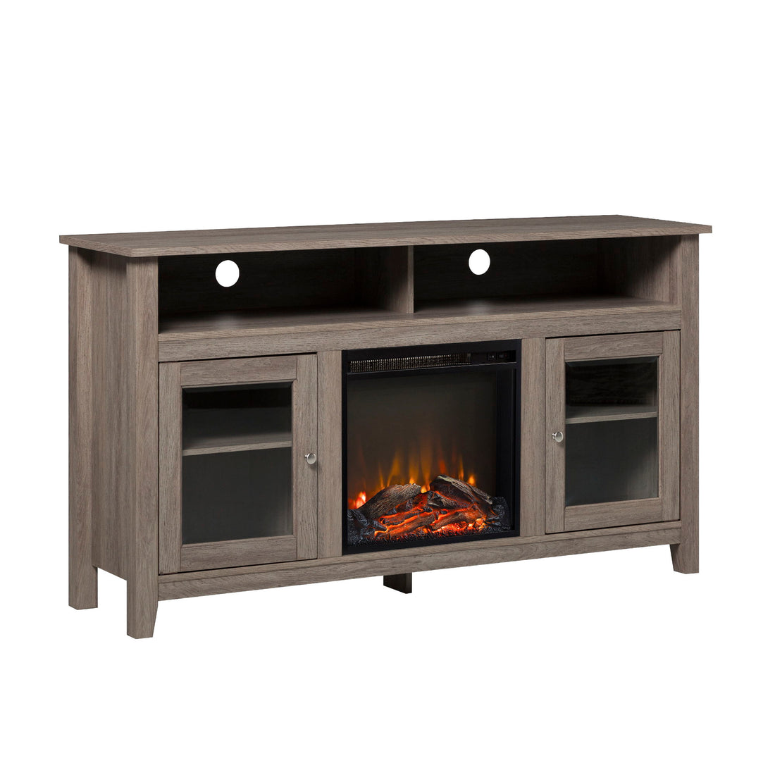 Classic Glass Door Fireplace Tall TV Stand For TVs Up To 65&quot;