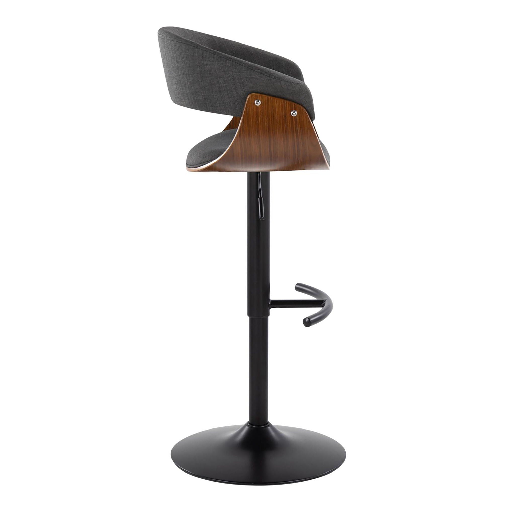 Vintage Mod - Mid Century Modern Adjustable Height Barstool With Swivel &amp; Rounded T Footrest (Set of 2)