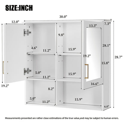 2 In 1 Wall-Mounted Mirror Cabinet With Adjustable Shelves, Soft-Close Doors, High-Definition Mirror &amp; Storage