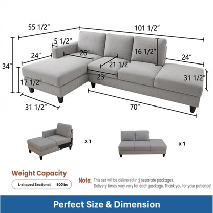 L - Shaped Sectional Sofa With Chaise &amp; Ottoman