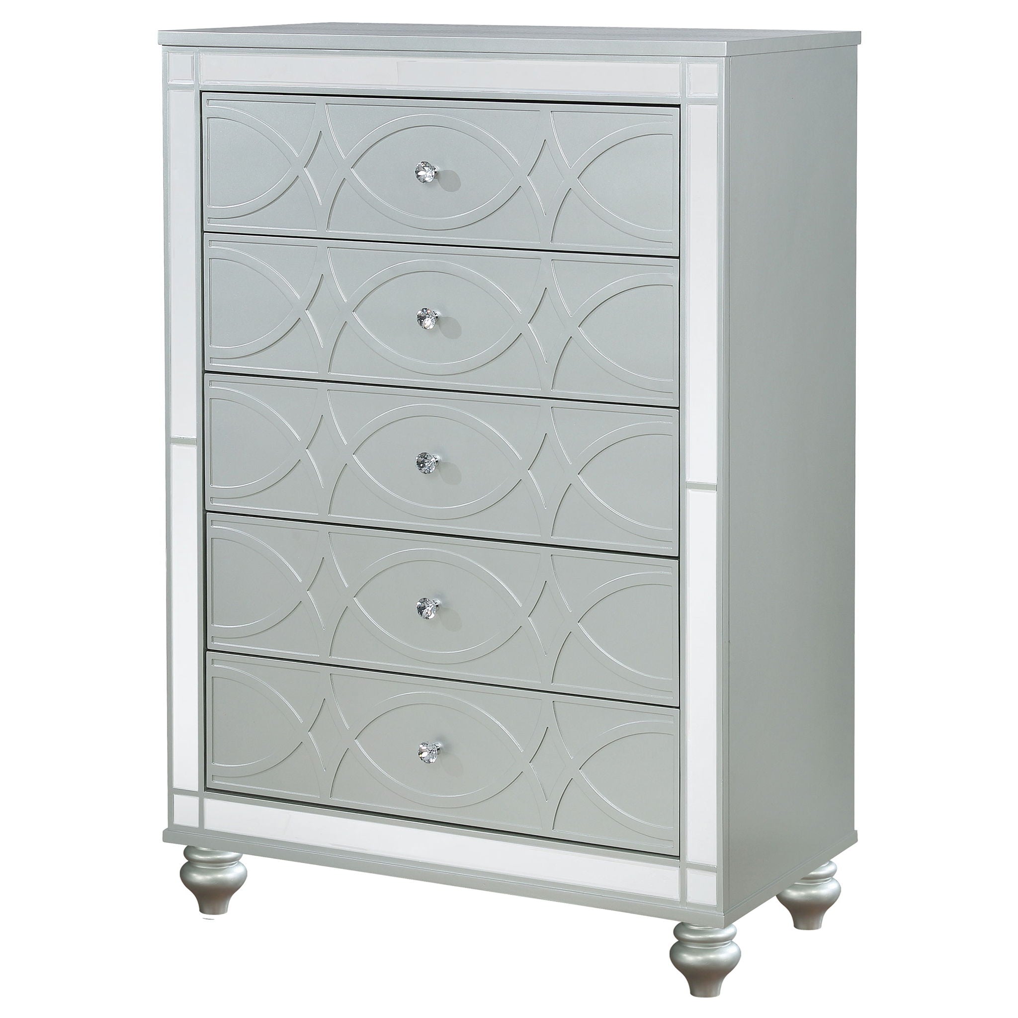 Arabesque - 5 Drawer Bedroom Chest - Silver