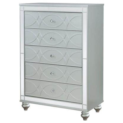 Arabesque - 5 Drawer Bedroom Chest - Silver
