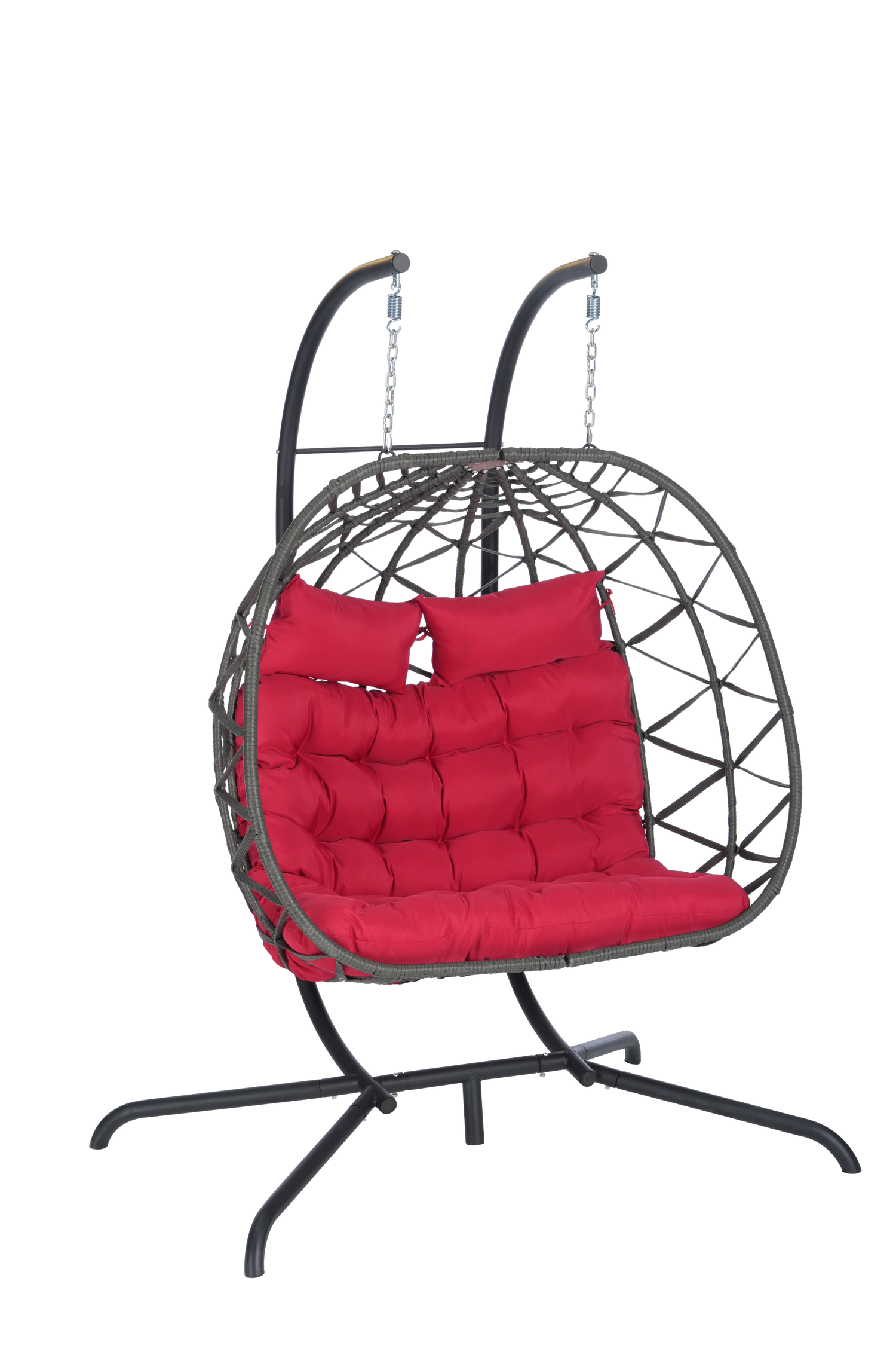 2 Person Outdoor Rattan Hanging Chair Patio Wicker Egg Chair