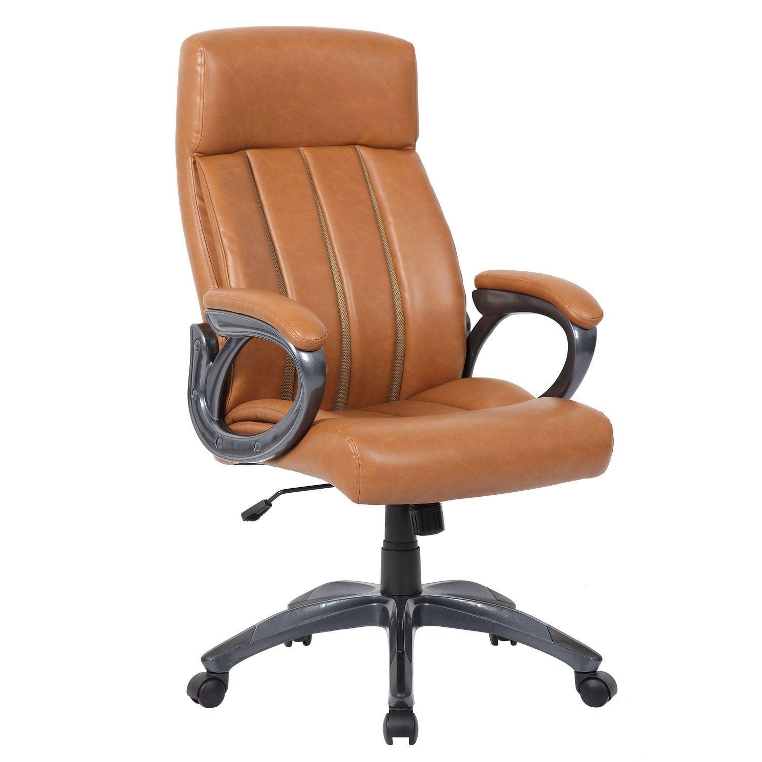 Executive Office Chair, Height Adjustable, Swivel With Padded Armrest &amp; 5 Point Base - Antique Brown