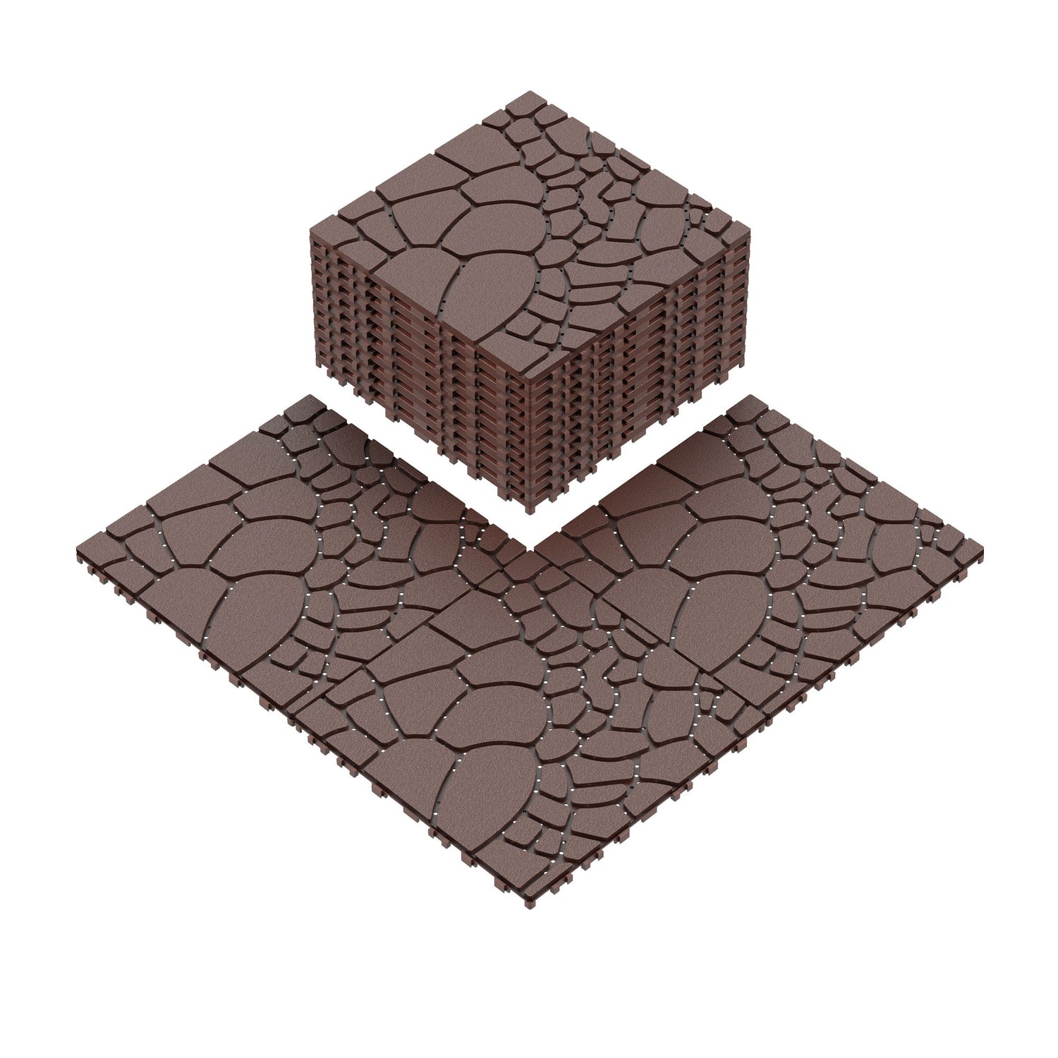 Stone Texture Patio Deck Tiles, 44 Pieces