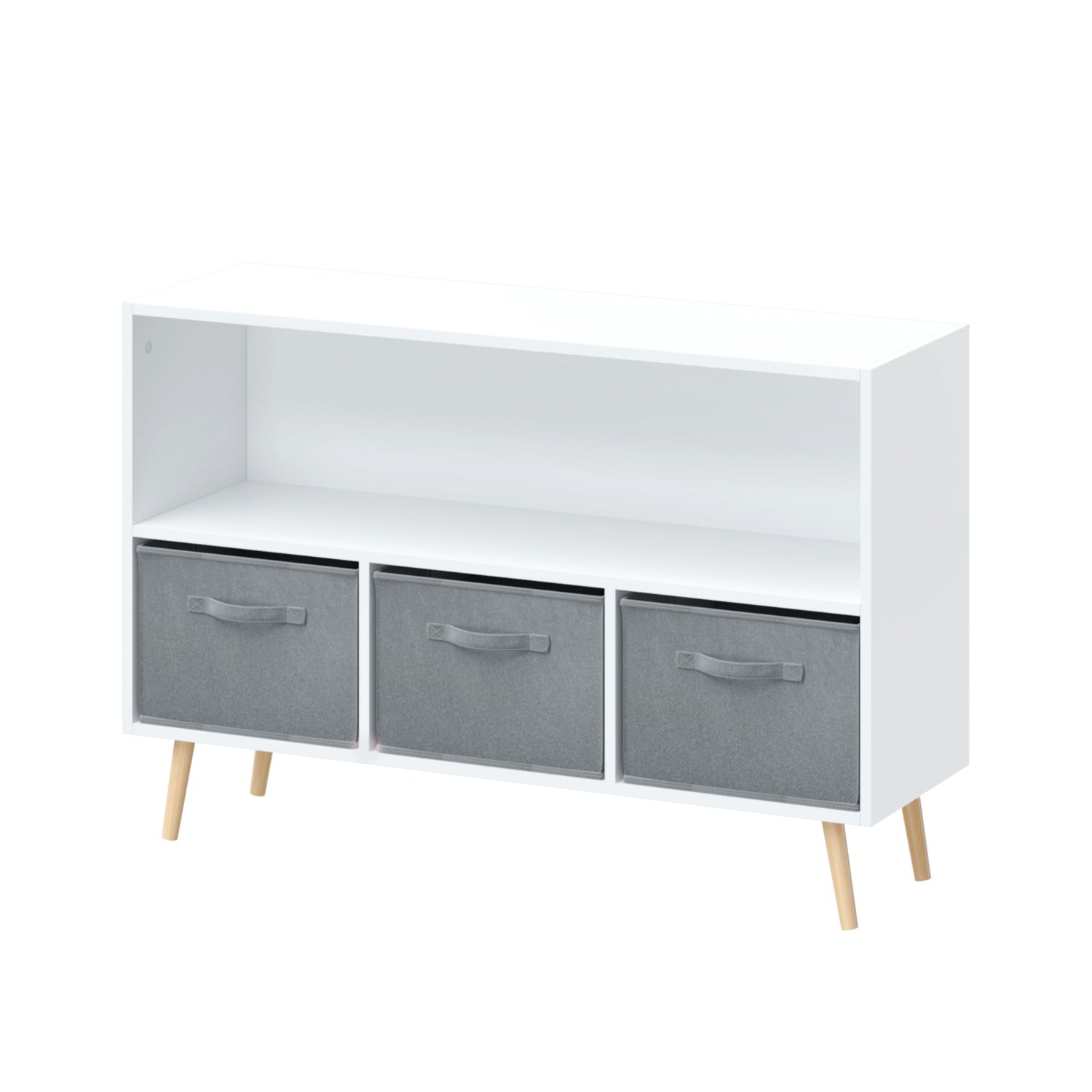 Kids Bookcase With Collapsible Fabric Drawers, Children&