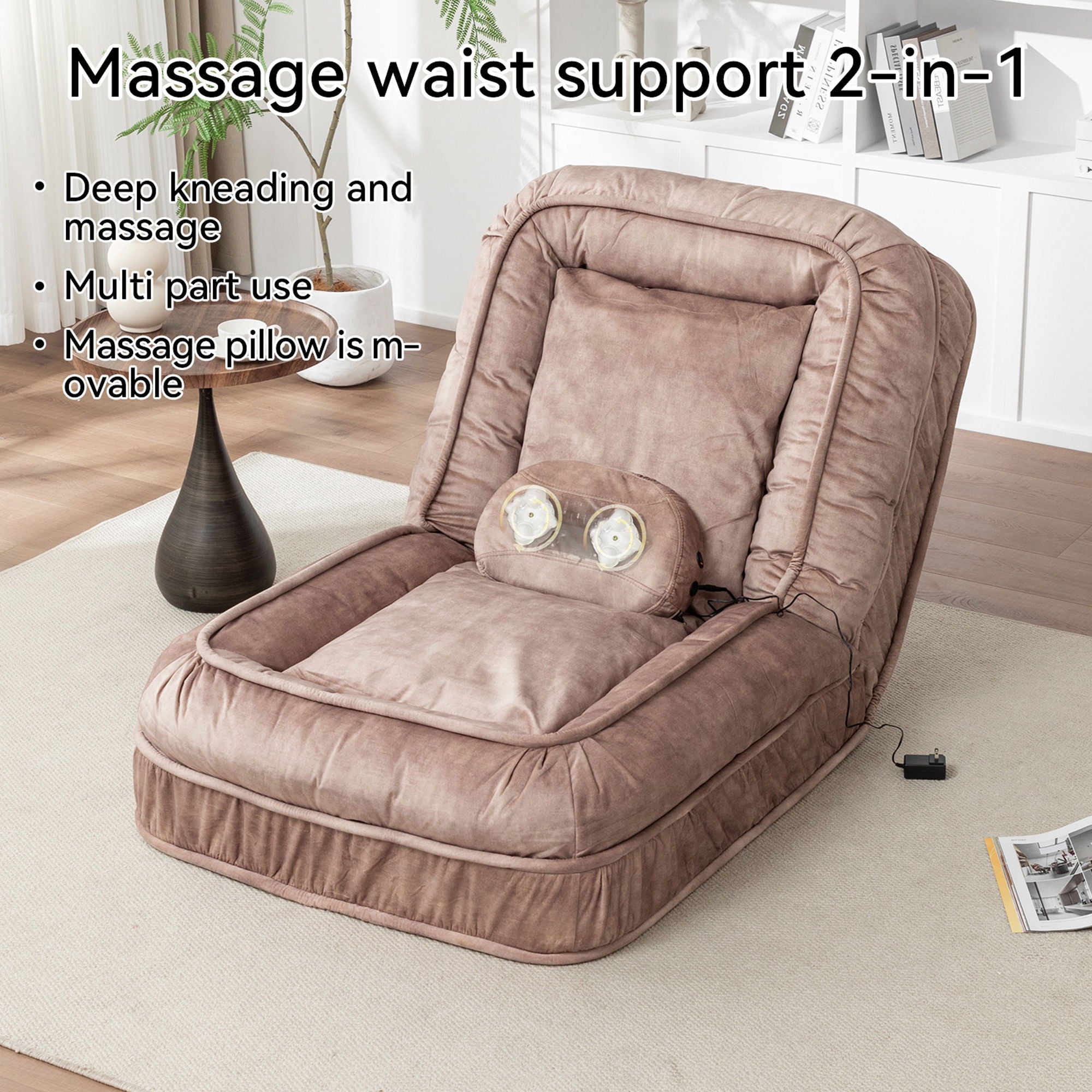 Upholstered Human Dog Bed And Pets, Bean Bag Floor Sofa With Massage Pillow, 5 Adjustable Positions &amp; 2 Soft Pillows