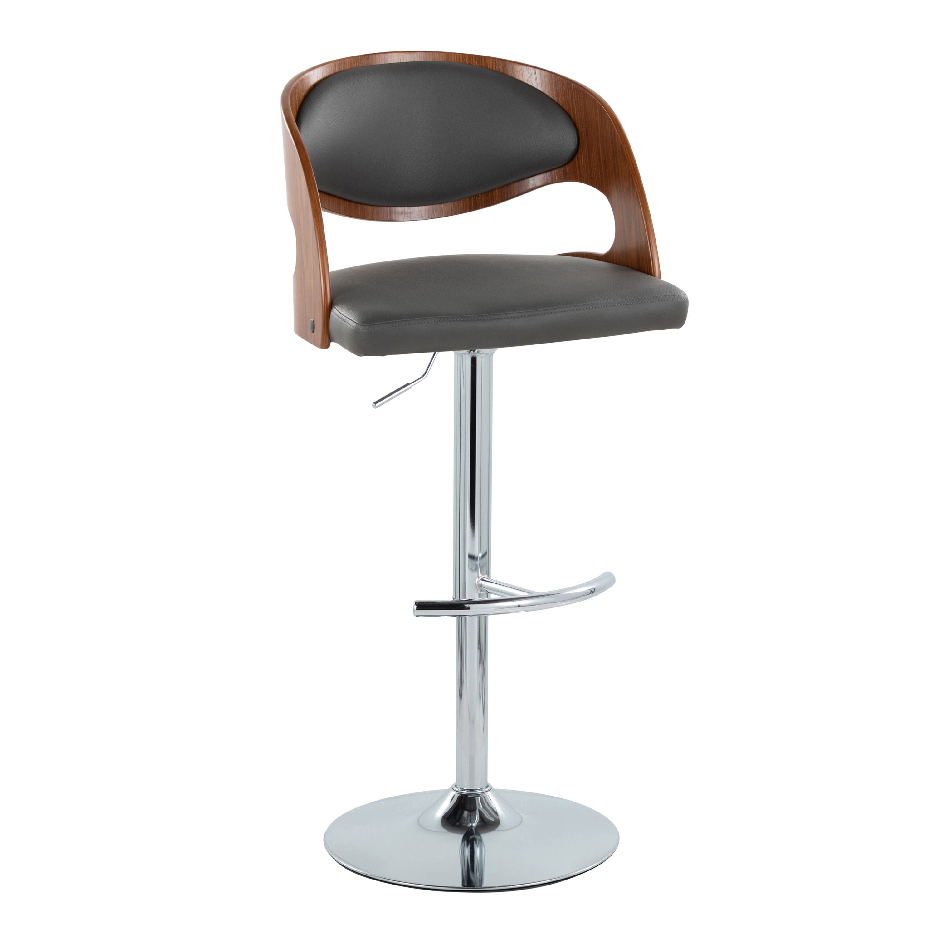 Pino - Mid Century Modern Adjustable Barstool &amp; Swivel With Rounded T Footrest (Set of 2)