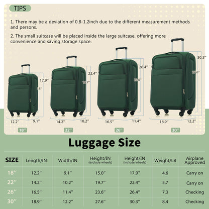 Softside Luggage 4 Piece Set With Expandable Spinner Wheels
