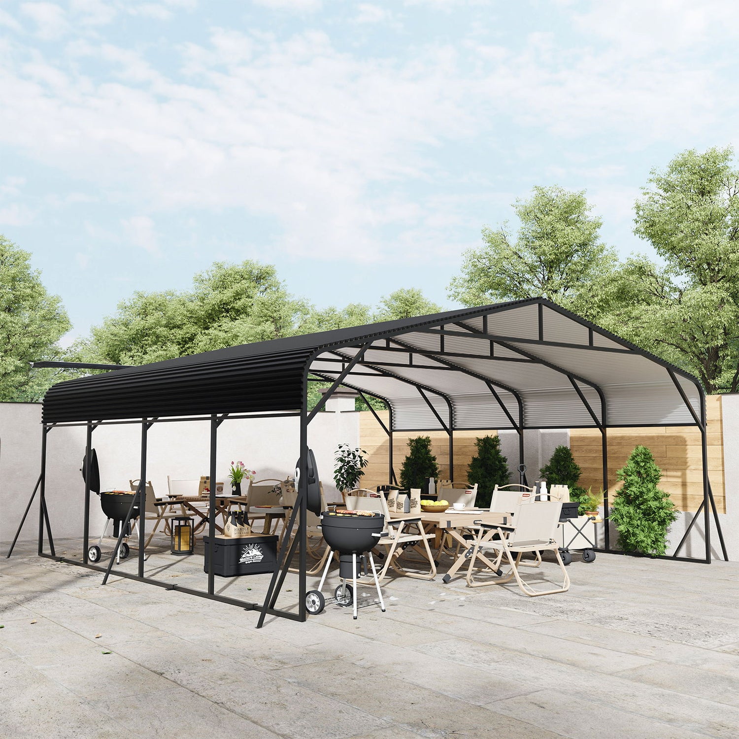 Heavy Duty Carport, All Weather Shelter - Black