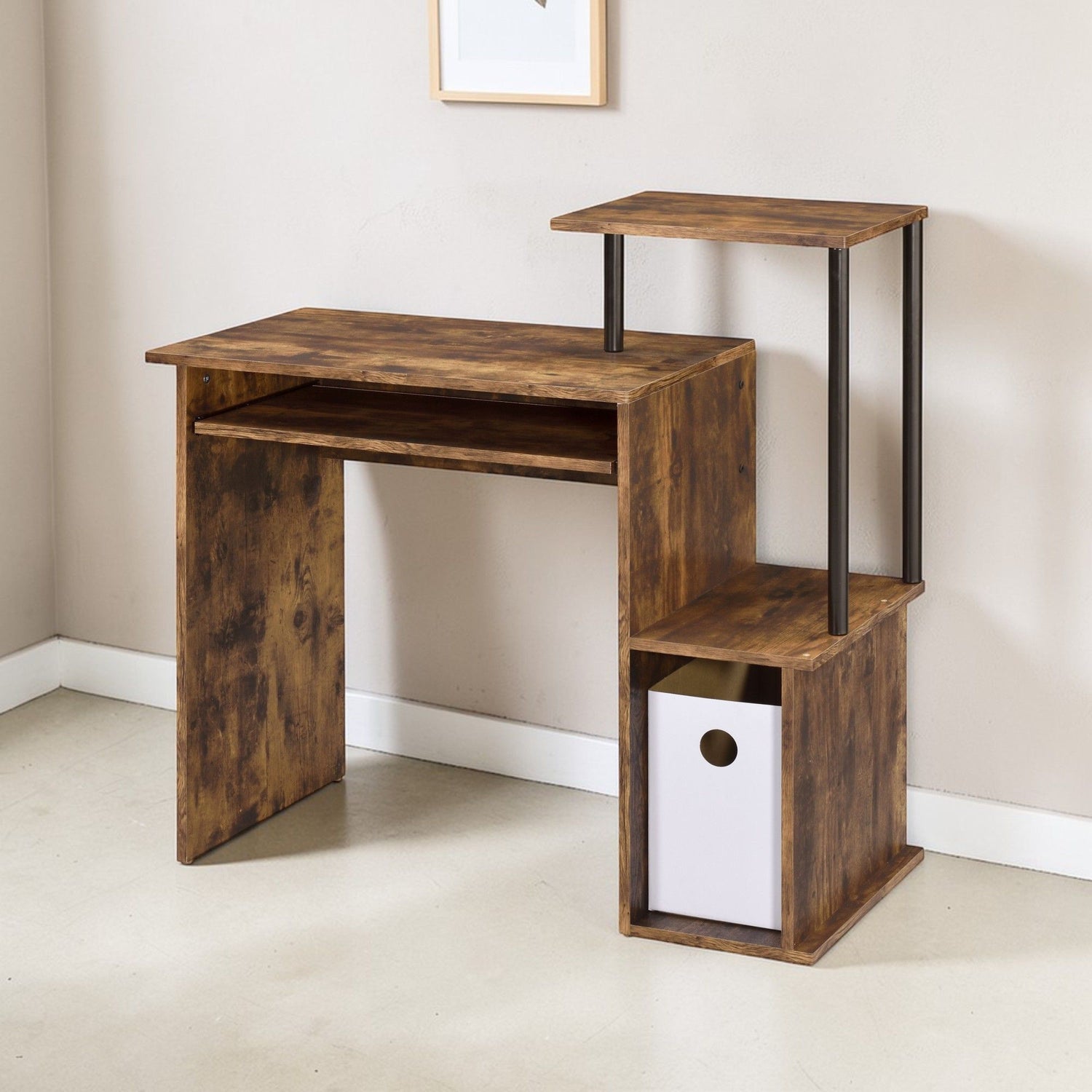Lyphre - Computer Desk - Weathered Oak / Black