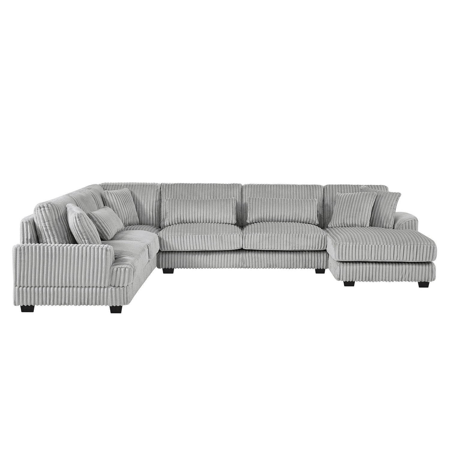 U - Shaped Sectional Sofa With Chaise Lounge, Oversized Living Room Sofa - Gray