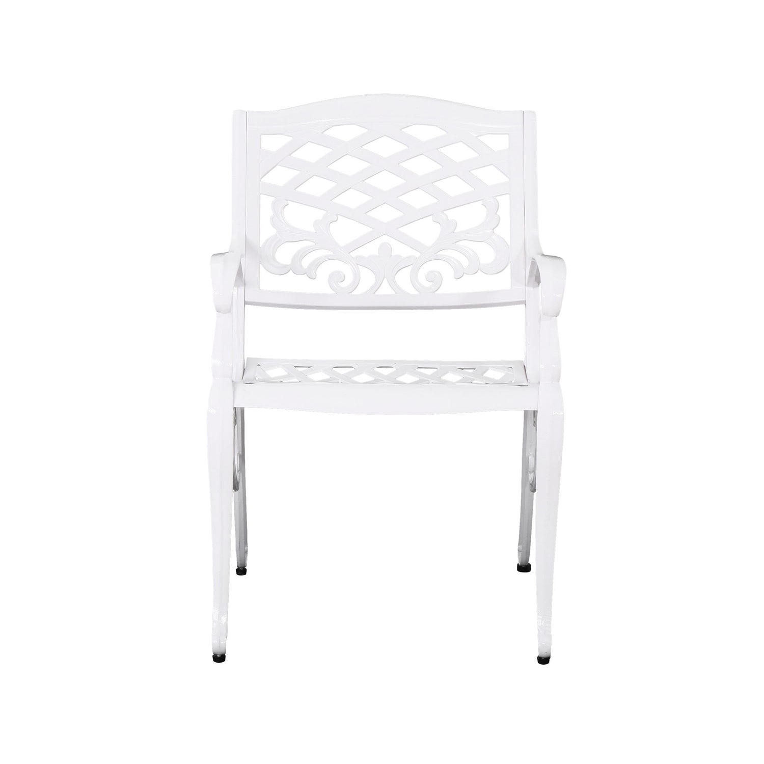 Unravel - Outdoor Arm Chair With Scroll Design And Floral Accents (Set of 2) - White
