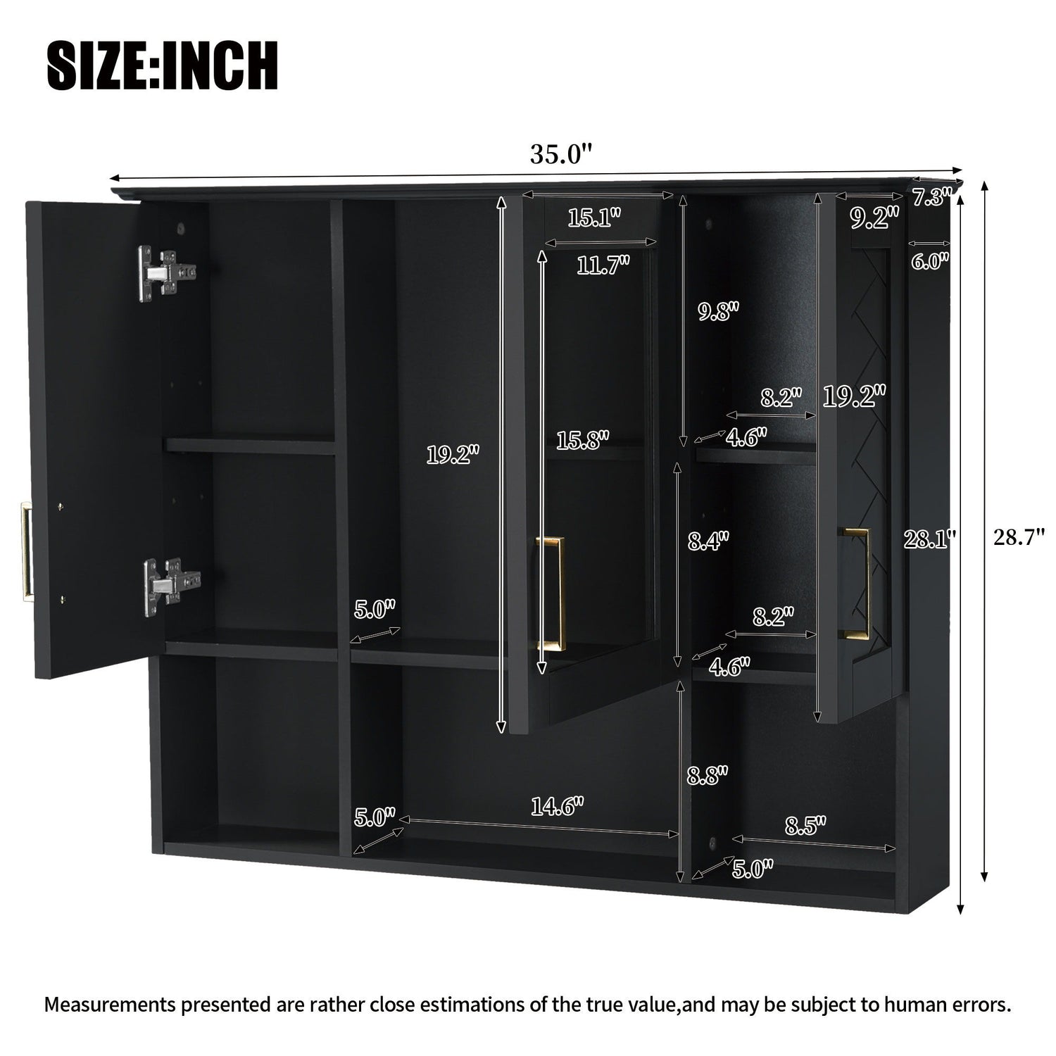 Modern Wall Mounted Medicine Cabinet With Adjustable Shelves, Soft Close Doors, High Define Mirror