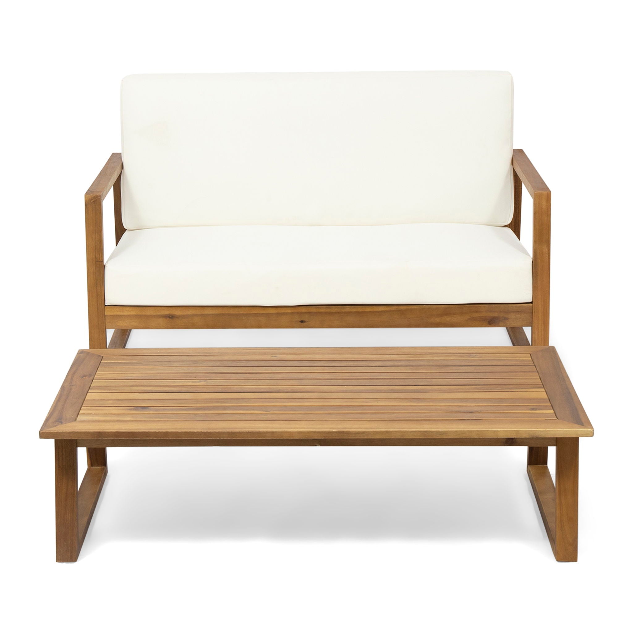 Belgian - Loveseat &amp; Coffee Table Set With Water Resistant Cushions