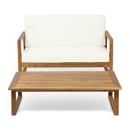 Belgian - Loveseat &amp; Coffee Table Set With Water Resistant Cushions