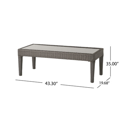 Contemporary Antibes Loveseat &amp; Table Set Outdoor - Gray
