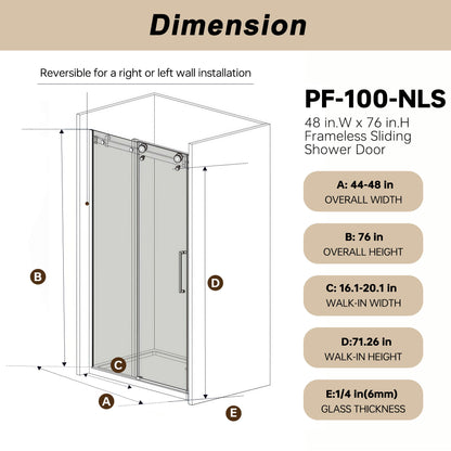 Frameless Single Sliding Shower Door &amp; Handle And Square Tube Track